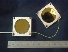 Probe and Target Sensor showing active area (A), guard ring and housing.