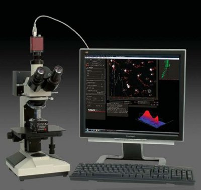The NanoSight LM 10 uses a conventional optical microscope platform along with the NTA software to track and characterize individual nanoparticles.