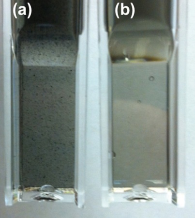Images of SWCNT Optical images of single-walled carbon nanotube (a) without centrifugation and (b) with ultracentrifugation for two minutes at 55,000RPM (~131,000 x g)