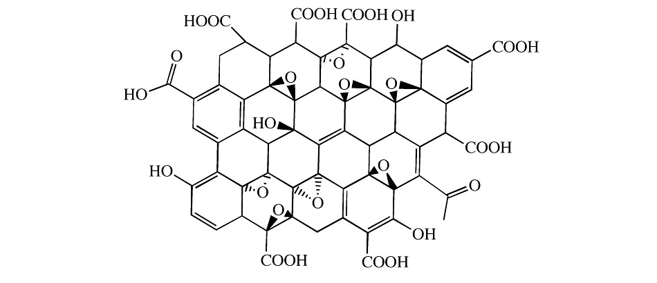 The structure of graphene oxide (GO). GO has oxidative