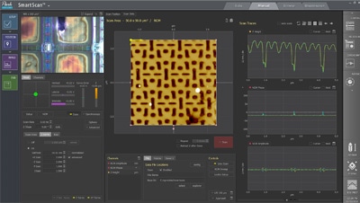 The user interface of Park SmartScan. This new AFM operation software enables novices to acquire images and data rivalling those produced by veteran users.