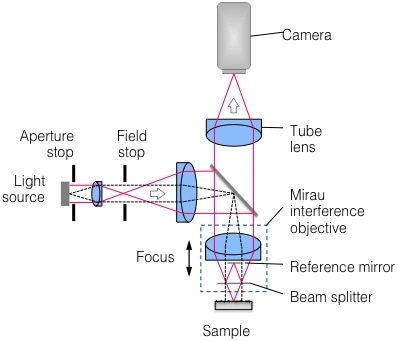 Schematic representation of Coherence Scanning Interferometry.