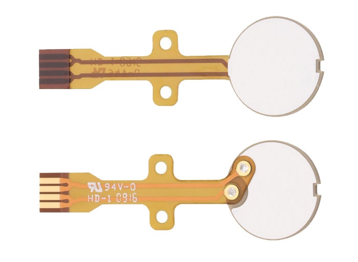 Piezo transducer discs are available with flexible PCB to facilitate integration in volume production. (Image: PI)