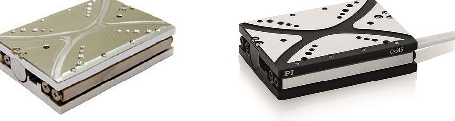 The Q-545 linear positioning stage is based on the mini-rod drive principle. Vacuum version shown left, standard version shown right, 1” travel range. Encoder resolution to 1nm is available. (Image: PI)