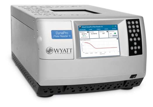 The DynaPro Plate Reader III measures dynamic and static light scattering in situ in standard microwell plates.