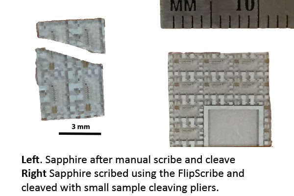 Comparison of sapphire scribed and cleaved with handheld scribers
