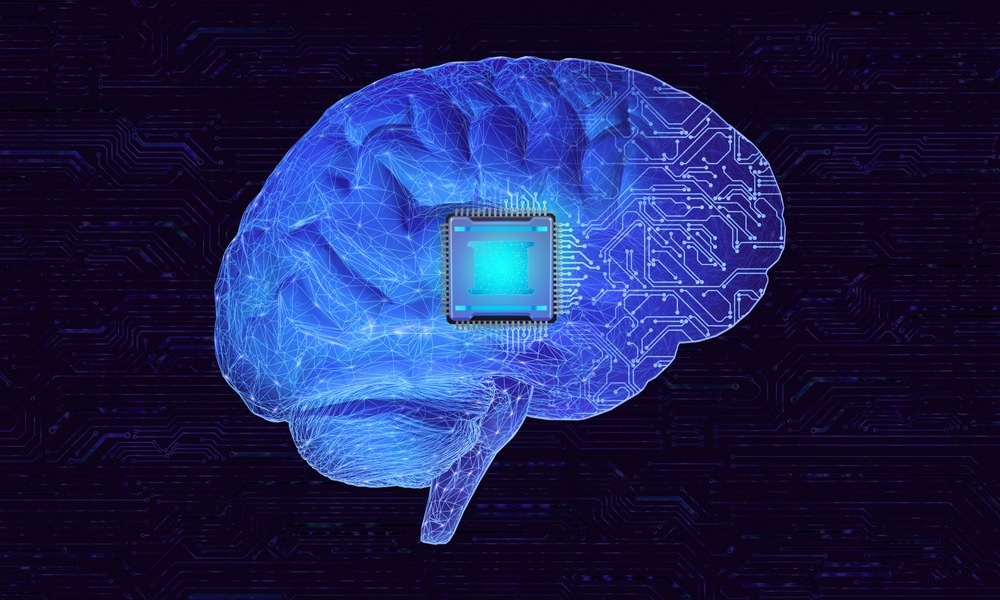 Abstract concept image related to the use of brain-computer interface to connect human brains with external smart devices via implantable brain chips. 3D illustration