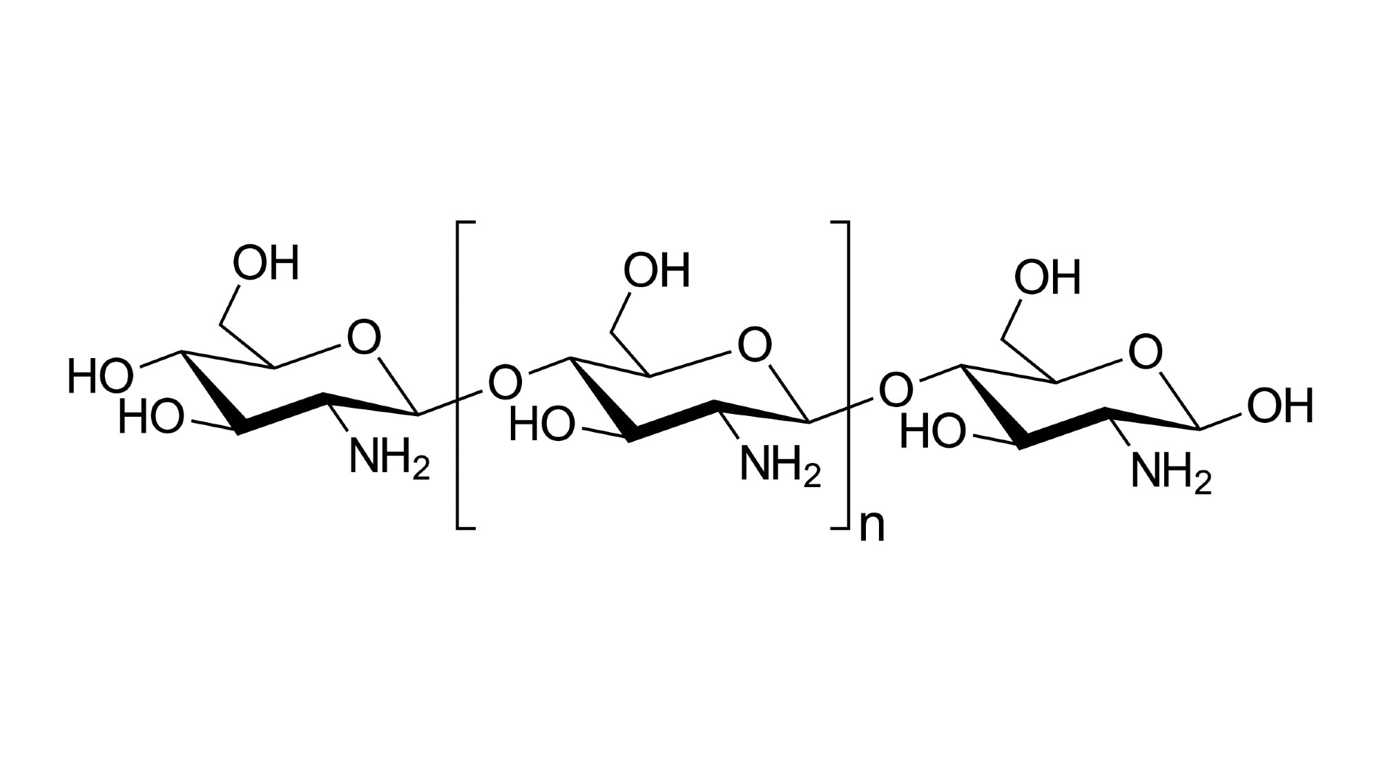 Skeletal formula of Chitosan. Chemical molecule.