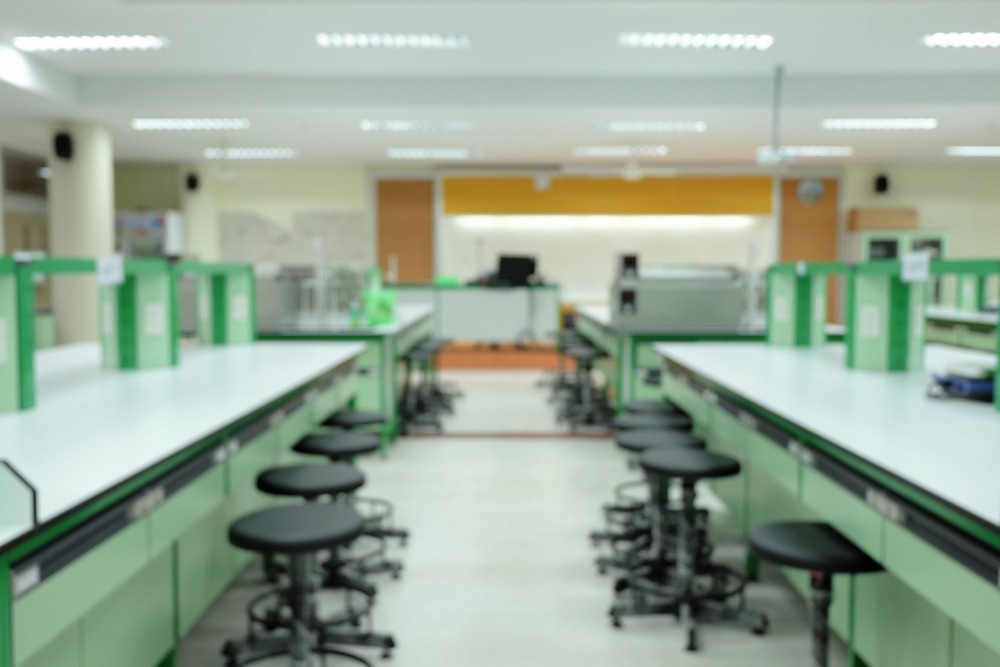 Blur image. Classroom for scientific laboratory for background usage.