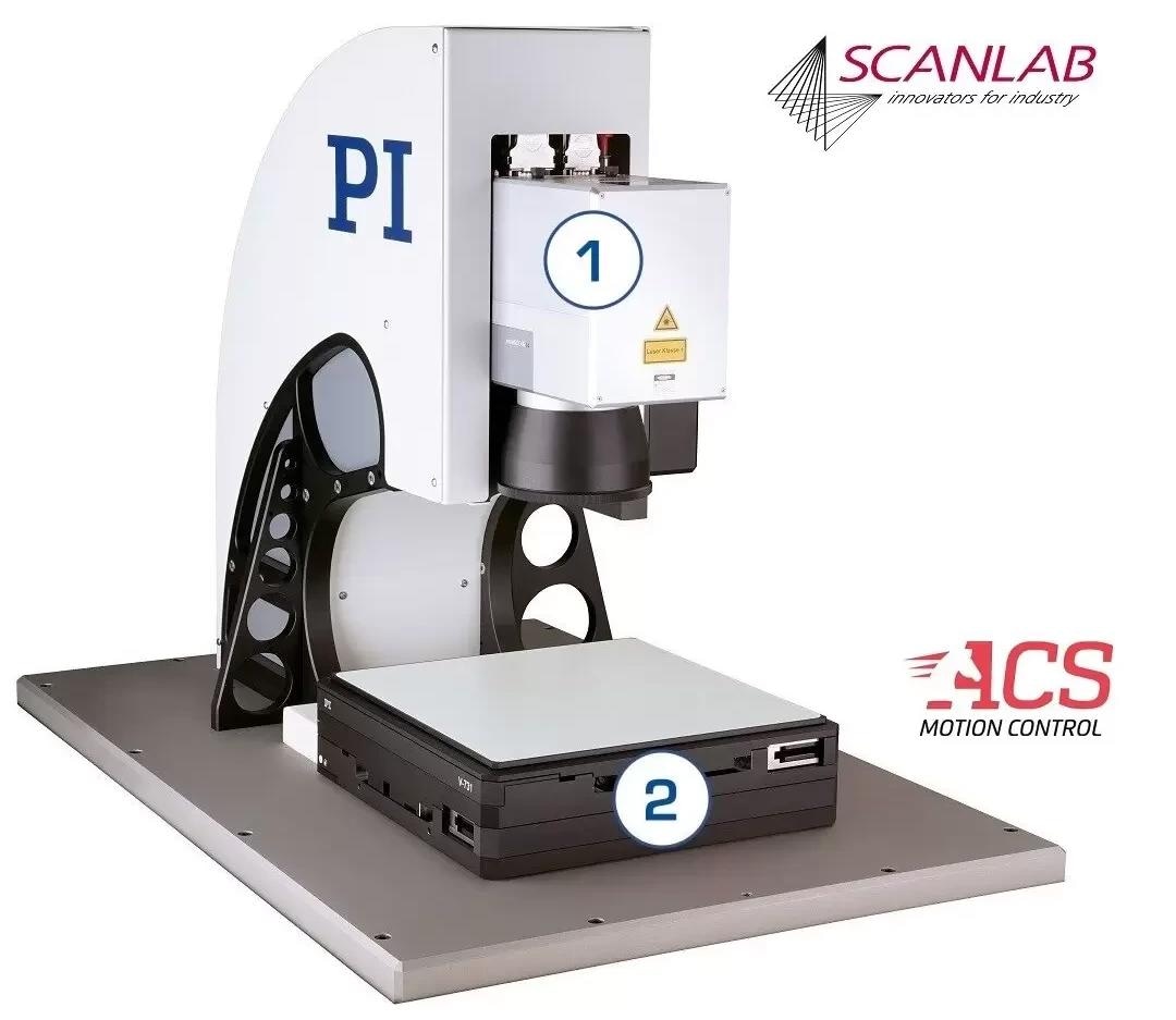 A high precision laser processing demonstrator, based on a Scanlab 2-axis galvo scanner and 2-axis XY linear stage for virtually infinite field of view operation
