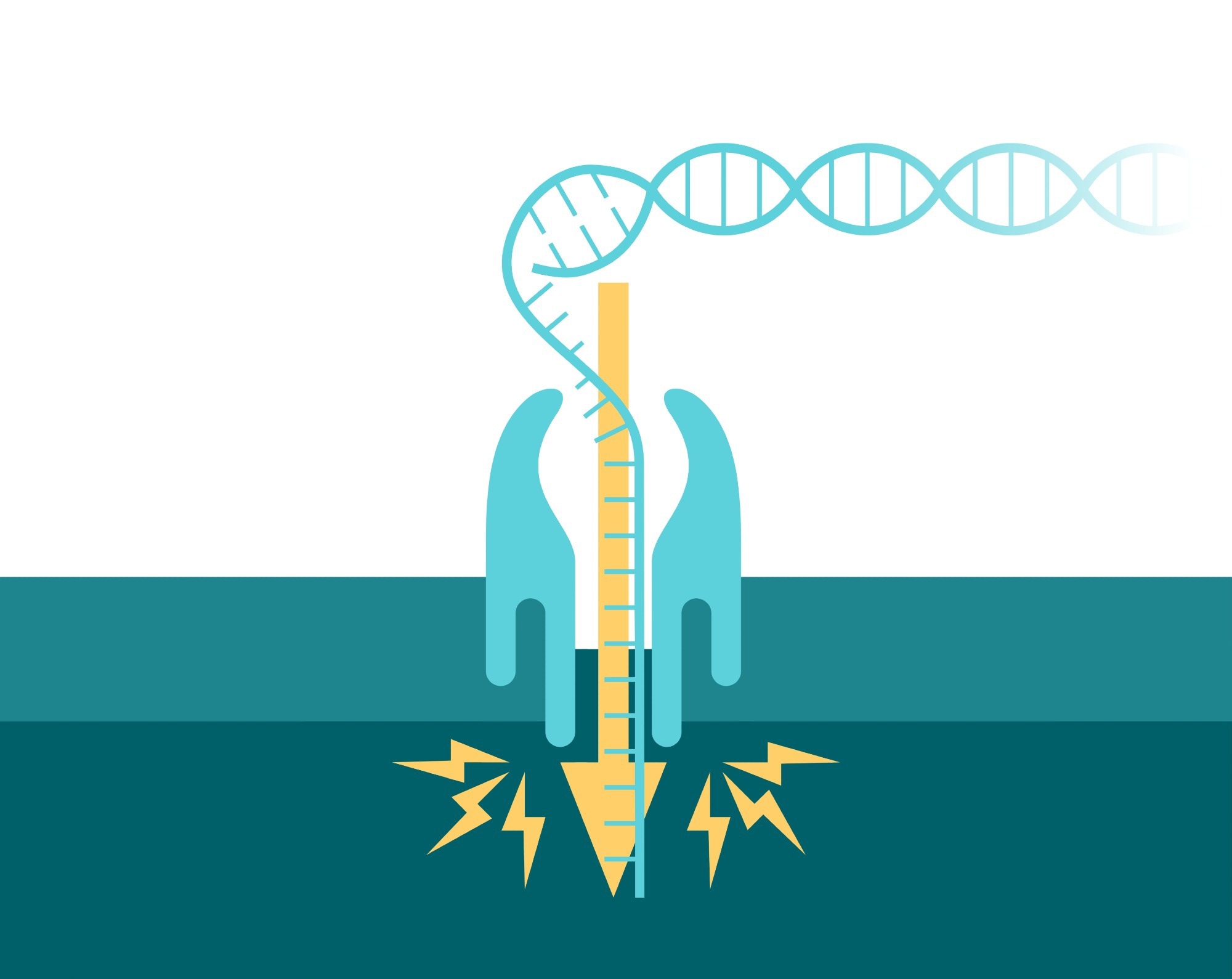 Electrical signal is generated from DNA passing through a nanopore channel. Vector illustration for visual aids