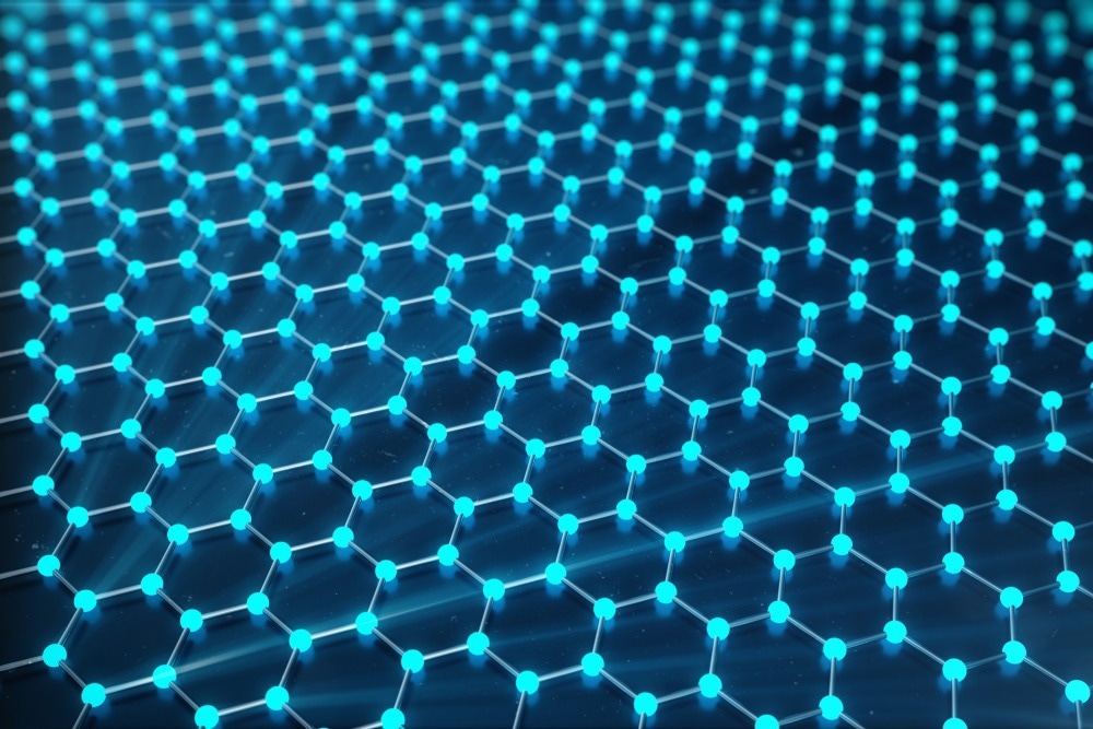 3D Rendering of Graphene atomic structure - nanotechnology background illustration