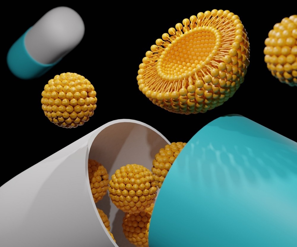 micelle nanoparticle inside of drug encapsulation 3d rendering