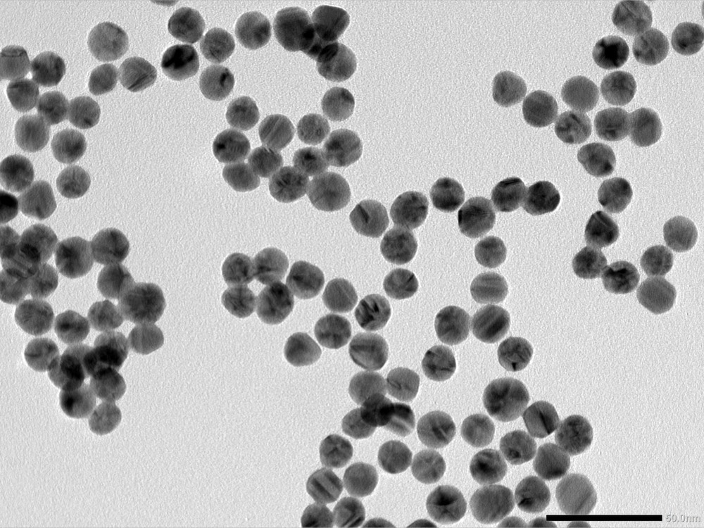 Gold nanoparticles, spherical shape, nano size