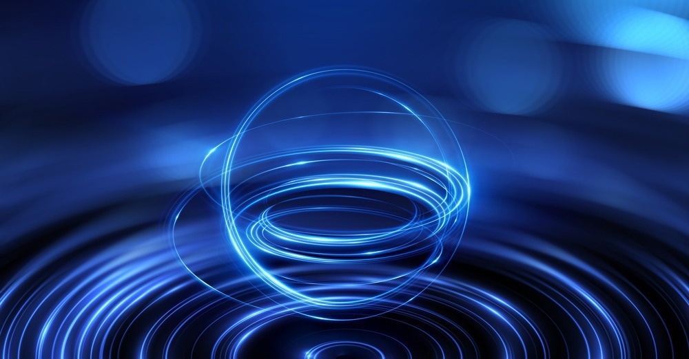 Abstract ring background with luminous swirling backdrop. light circles light effect. Glowing trace cover. Image of color atoms and electrons. Physics concept. Nanotechnology flow sparks.