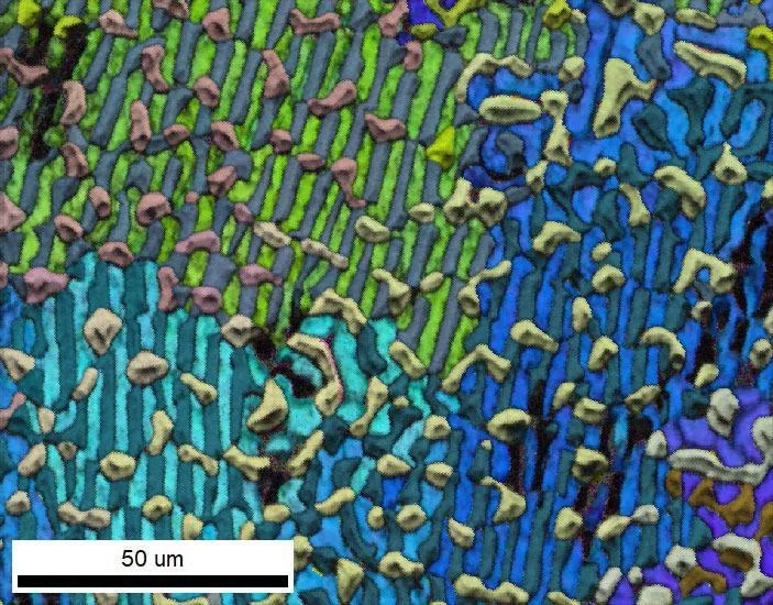 EBSD Image Quality and IPF Orientation Map of an Al-Cu-Mg alloy were simultaneously collected then shown as a combined EDS–EBSD dataset.