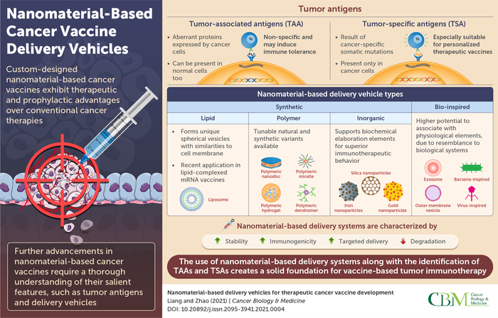 Nanomaterial-based cancer vaccine delivery vehicles