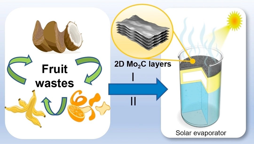 Recycling of Fruit Waste into a MXene Solar Absorber for Water Desalination