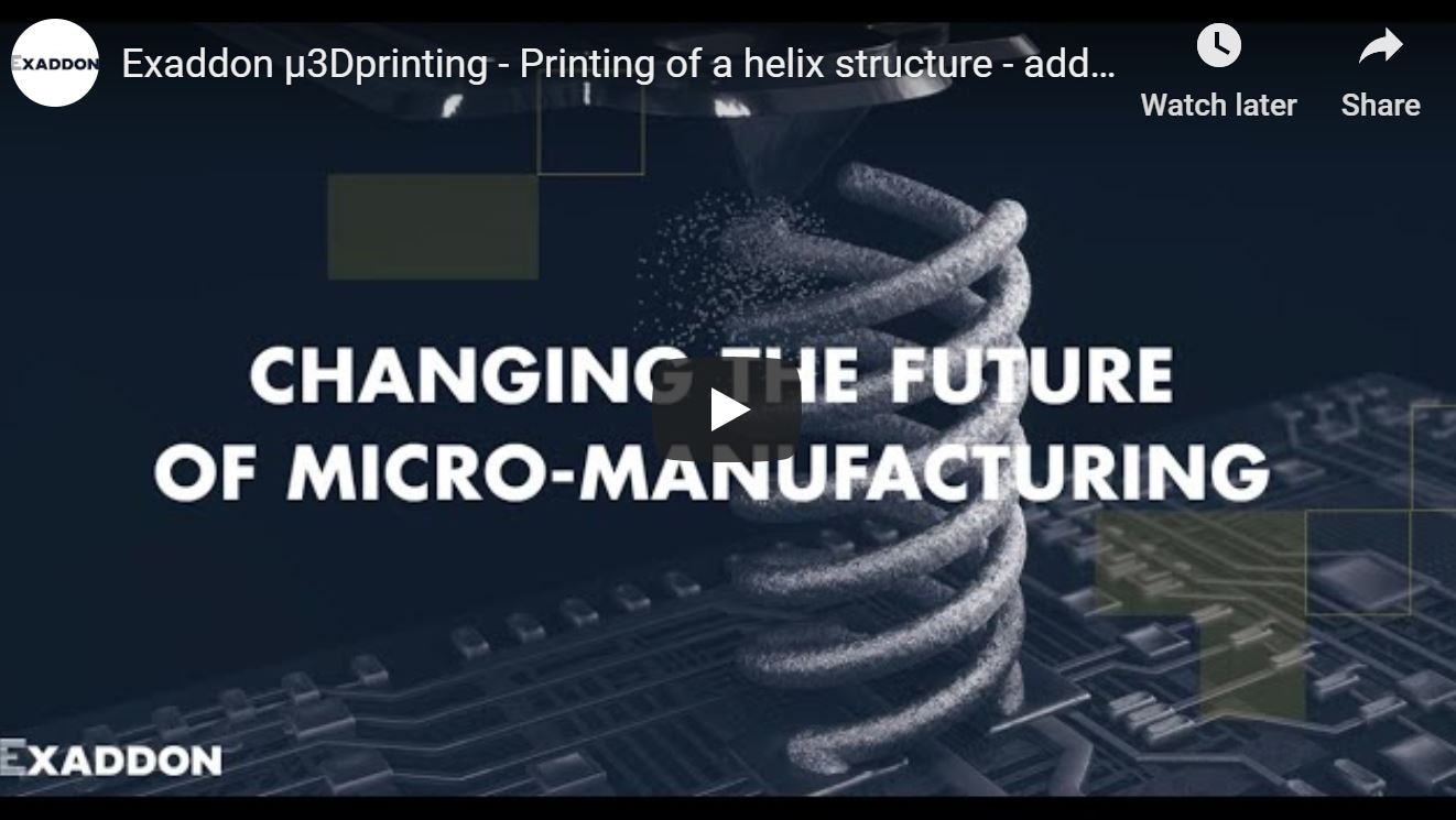 Exaddon µ3Dprinting - Printing of a helix structure - additive micromanufacturing of metals