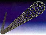Graphic depicting a single-wall carbon nanotube.